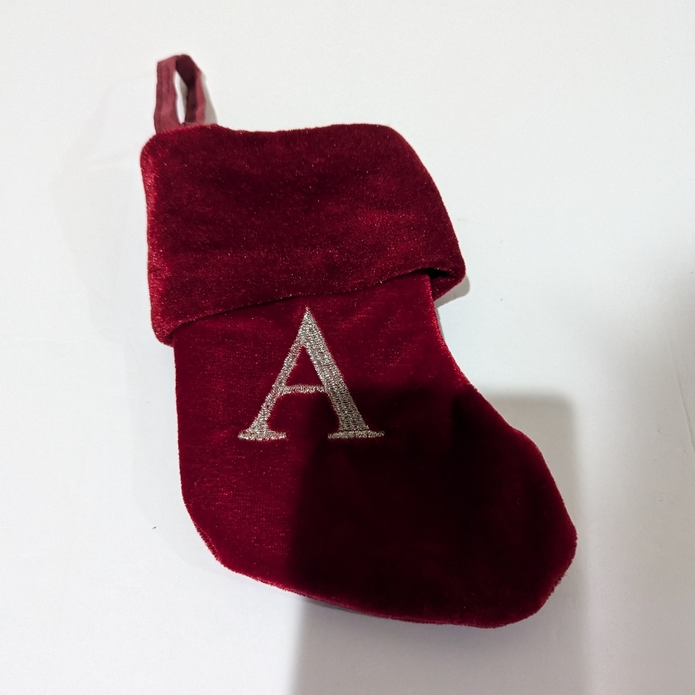 6-In Blue Monogram Velvet Stocking.